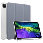 HUEZOE Coque compatible avec iPad Pro 11" 2021/2020/2018, dos transparent en TPU souple, coque intelligente avec fixation magnétique, support à trois volets, mise en veille/réveil automatique, lavande