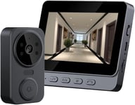 Système D'interphone Vidéo, Visiophone Intelligent 1080P, Sonnette Dingdong à Vision Nocturne Intelligente sans Fil WiFi avec Moniteur Intérieur, Sonnettes D'interphone à.[G455]