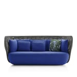 B&B Italia - Bay Outdoor Sofa BY236, Anthracite Polypropylene Interlacing, 3 Back Cushions, Fabric Outdoor 02, Lusso Leila 280 - Utomhussoffor