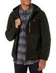 Tommy Hilfiger Men's Hooded Performance Fleece Jacket, Charcoal/Black Mixed Media, Large