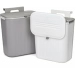 Poubelle à compost de cuisine 2 pièces, poubelle suspendue avec couvercle pour comptoir ou sous évier, poubelle de comptoir murale pour cuisine,