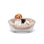 Ferplast Dog Bed & Cat Bed with Cushion, Dog Bed Washable, Raised Dog Bed, Plastic Dog Bed Small, Dog Basket & Cat Basket, Breathable & Antislip, SOFA' THRONE 73 x 55 x h 32 cm, White