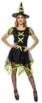 Rubies Costume de sorcière coucou néon pour femme, robe et chapeau, couleur verte, officiel Halloween, carnaval, fête, Cospplay