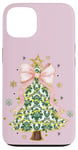 Coque pour iPhone 13 Noeud en ruban rose coquette vert sapin de Noël Preppy Holiday