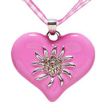 Widmann 46731 - Collier ruban avec coeur rose et strass edelweiss, Bijoux, Collier, Fête de la bière, Fête populaire, Carnaval, Fête à thème