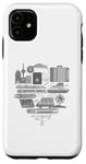 Coque pour iPhone 11 voyager en train, avion, bateau, camping-car, carte du monde