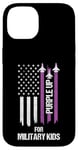 Coque pour iPhone 14 Purple Up For Military Kids Drapeau américain Enfant militaire