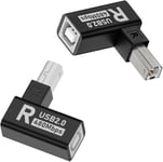 Lot de 2 rallonges USB B coudées à 90° pour imprimante - Connecteur USB type B vers B femelle - Adaptateur MIDI - Boîtier en aluminium - Pour imprimante, scanner, piano électrique - 2 pièces