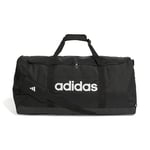 adidas Unisex Essentials Linear Duffel Bag, Black/Black/White, L