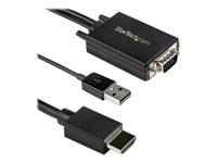 StarTech.com Câble adaptateur VGA vers HDMI - 2 m - 1080p - Audio USB - Câble adaptateur - USB, HD-15 (VGA) mâle pour HDMI mâle - 2 m - noir - actif, support 1080p, alimentation USB + audio