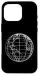 Coque pour iPhone 16 Pro World Globe Line Art Carte planète Terre Atlas Voyage