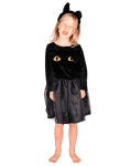 Den Goda Fen - Black Cat dress w. Head Piece (112-128 cm) (F77012)