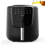 Cecotec Friteuse à air sans huile de 5,5 L avec pulvérisateur Air Fryer Cecofry Rain M. 1550 W, Pulvérisation Automatiqu, Panneau de Contrôle Tactile, Thermostat Réglable, Autonettoyage, 8 Menus