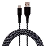 EcoSurvivor Lightning Cable, USB-A to Lightning Connector, 8 ft Cable, Apple MFiCertified, Compatible w/iPhone 12/11/Xs Max/XS/XR/X/8 Plus/8/7 Plus/7/SE, iPad, iPad Mini, iPad Air, Black/Gray, 44849