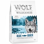 3 + 1 kaupan päälle! 4 x 1 kg Wolf of Wilderness -koiranruokaa -  Blue River - lohi