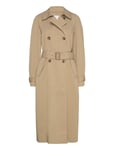 Mango Double-Breasted Cotton Trench Coat Beige