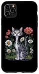 Coque pour iPhone 11 Pro Max Chemise pour chat amusant avec long cou floral marguerite coquelicot