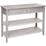 Pegane - Console en bois de paulownia / mdf avec 2 tiroirs coloris beige - Longueur 110 x Profondeur 40 x Hauteur 85 cm