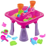 Pink Sand and Water Table Garden Sandpit 23 Pcs Toys Kids Activity Play Set Fun