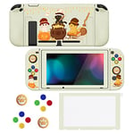 PlayVital ZealProtect Soft Protective Case for Nintendo Switch, Flexible Cover Protector for Switch with Screen Protector & Thumb Grip Caps & ABXY Direction Button Caps - Triplets Pumpkin Cats