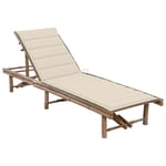 Prolenta Premium - Chaise Longue De Jardin Avec Coussin Bambou