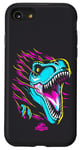 Coque pour iPhone SE (2020) / 7 / 8 Jurassic World Colorful Neon Iconic T-Rex Logo