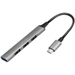 LogiLink Slim Hub USB 3.2 Gen 1, 4 ports, boîtier aluminium