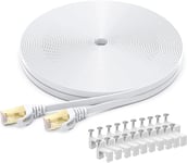 Câble Ethernet Cat 8 40M, Câble Réseau LAN Gigabit RJ45 Plat Haute Vitesse, Cordon de Brassage Internet 40Gbps 2000MHz pour Commutateur,Routeur,Modem,Panneau de Brassage,PC