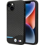 Étui Coque IPHONE 13 BMW Aspect Carbone Noir Logo Métal