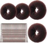 Hair Donut Bun Maker Set, 4 Pcs Ring Style Donut Bun Shaper with 30 Hair Pins, B