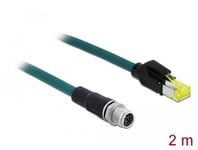 DELOCK Network cable M12 8 pin X-coded to RJ45 Hirose plug 2 m