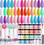 29 PCS Dip Powder Nail Kit – 20 Colors, Long-Lasting, Acrylic, French Manicure S