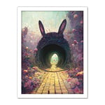 Doppelganger33 LTD Down The Rabbit Hole Alice In Wonderland Easter Bunny Tunnel Artwork Framed Wall Art Print 18X24 Inch