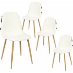 Altobuy - wap - Lot de 4 Chaises Blanches et Noires Pieds Effet Bois