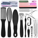 Foot File Pedicure Set, 30 in 1 Foot Files Foot Care Scrubber Kit Hard Skin Remover Feet Scrub for Women Men Salon or Home(Black)