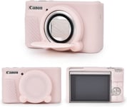 Housse en Silicone pour Canon PowerShot SX740 SX730 HS Caméra, Coque Protection en Caoutchouc Souple pour Canon SX740 SX730 HS - avec Couvercle d'objectif Amovible - Rose Gelée