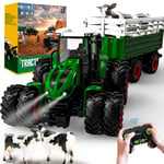 Tracteur Telecommandé Enfant, Tracteur Telecommande Enfant 2 3 4 6 ans, 6 Canaux Tracteur Télécommandé, Jouet Tracteur avec Télécommande, Remorque, Lumière et Vache, Cadeau de Noël pour Enfants