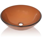 Lavabo verre trempé marron lavabo vasque evier à poser salle de bain 42 cm marron