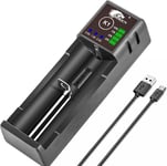 18650 Chargeur De Piles, 2A Rapide Universel Chargeur De Batterie Pour 1.2V Ni-Mh/Ni-Cd Aa Aaa C Et 3.7V Li-Ion Chargeur Piles Rechargeable 18650 18500 18350 14500 16340 17500 20700 21700 26650