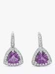 Milton & Humble Jewellery Pre-Loved 18ct White Gold Pink Sapphire & Diamond Drop Earrings