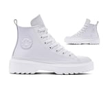 CONVERSE Chuck Taylor All Star Lugged Lift Platform Leather Sneaker, White, 2 UK