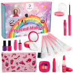 La Manuli Maquillage Enfant Jouet Filles - Faux Maquillage Enfant Fille, Sac à Main et Accessoires, Jeux D'imitation, Anniversaire Cadeau pour Princesse Filles 3 4 5 6 7 8 Ans