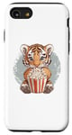 Coque pour iPhone SE (2020) / 7 / 8 Adorable tigre appréciant le moment du popcorn du film