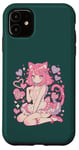 Coque pour iPhone 11 Anime Cat Girl Manga Hearts Kawaii Cute Holiday Valentines