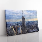 Big Box Art The Empire State Building Vol.2 Painting Canvas Wall Art Print Ready to Hang Picture, 76 x 50 cm (30 x 20 Inch), Black, Blue, Grey