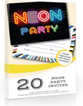 20 x Neon Party Invitations from Olivia Samuel - Ready to Write for Birthdays -