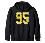 Number 95 in Yellow White Black Zip Hoodie