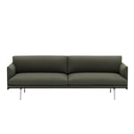 Muuto - Outline 3-Seater / Polished Aluminium Base Fjord 961 - Grön - Soffor