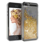 For Apple iPhone 5 5S SE Glitter Cover Liquid Silicone Case Phone Cover Gold