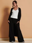 Jolie Moi Soft Knit Wide Leg Trousers, Black